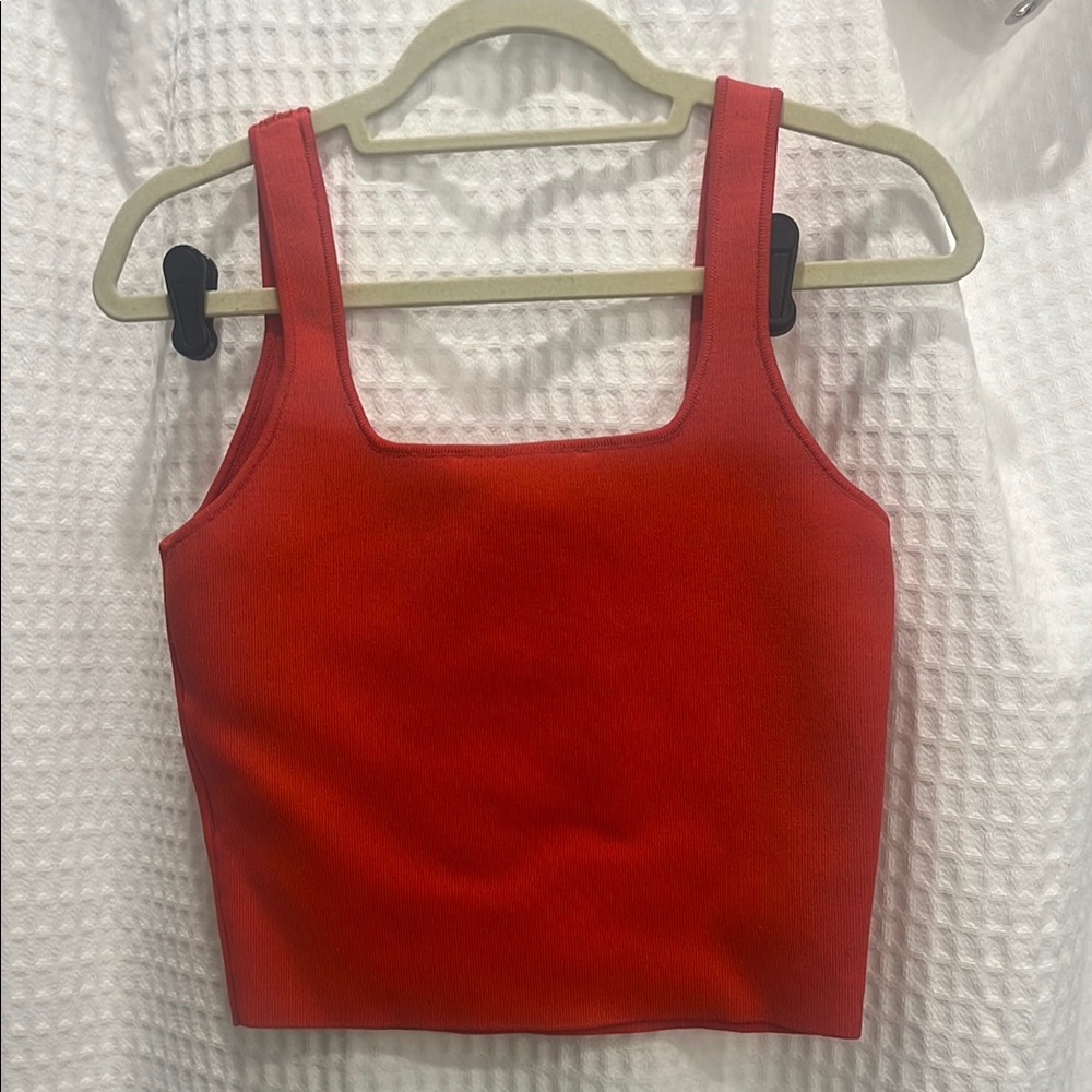 Zara Red Ribbed Tank Top - Picture 3 of 4